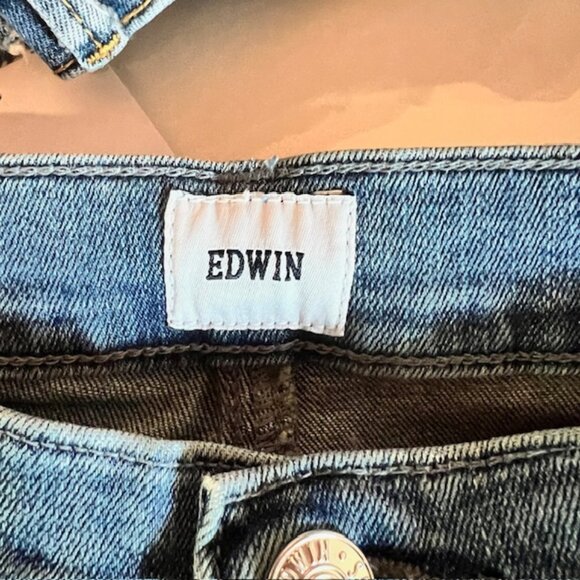 Edwin (Anthropologie) Elin Crop Straight Jeans Women’s 32 Ambition Wash - Picture 6 of 10